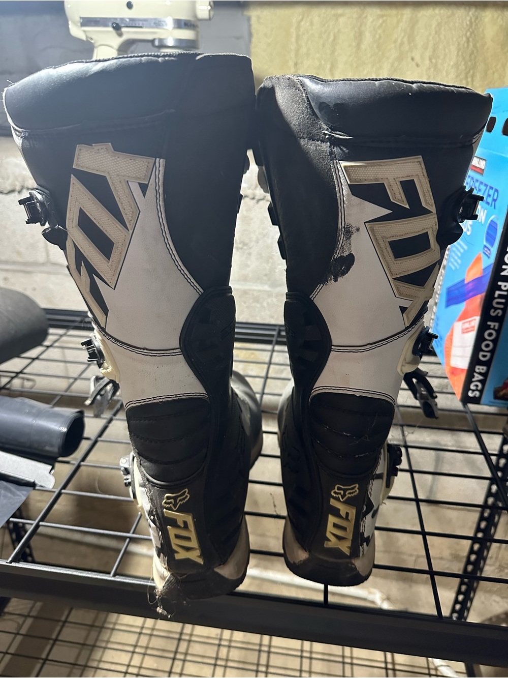 Fox Black and White Motocross Boots with Logo - Picture 2 of 3